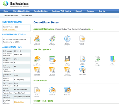 HostRocket Control Panel